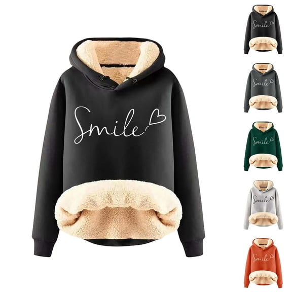 Positive Message Hoodies for Women Winter Long Sleeve Lined Thick Warm Hooded Sweatshirt Pullover Tops
