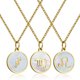 thumbnail image 2 of Tendencia 12 Signos del zodiaco Colgantes Efecto Fondo Joyas para eventos Oro con cadenas de concha de mármol Cadena de eslabones Collares de moda Sincero Hogar, 2 of 5