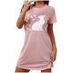 thumbnail image 2 of Camisón corto de mujer, vestido de largo medio con estampado de moda, camisón corto extragrande de mujer, camisón de manga corta con estampado de pecho a la moda, camisón de mujer, 2 of 6