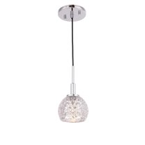 Woodbridge Lighting Elise 1-Light Mercury Glass & Steel Mini Pendant in Chrome