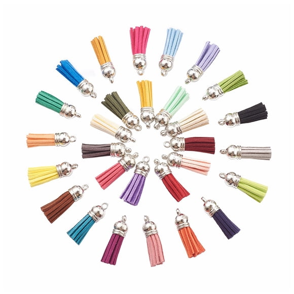 Minnieouse 100x colgante borla elegante accesorio de flecos para regalos y regalos DIY Tasse accesorio tapa dorada Accesorios de disfraces SurtidoColor-Plata