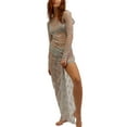 thumbnail image 2 of Women’s See-Through Lace Dress, Long Sleeve Round Neck Slit Hem Dress Chemise Beach Vacation Party Wear, 2 of 5