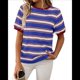thumbnail image 1 of Camisetas de Corta con Bloques de Color A Rayas, Rojo Vino y Azul Oscuro XL, 1 of 7