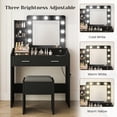 thumbnail image 4 of GloryStar Vanity Desk with Mirror and LED Lights, Makeup Vanity Desk with Power Outlet and Cushioned Stool, Dressing Table with 2 Drawers & 3 Lighting Modes Adjustable Brightness for Bedroom, 4 of 8