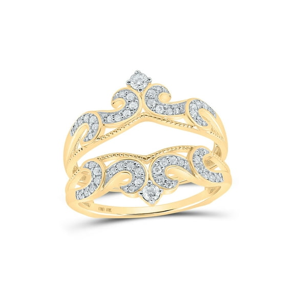 10kt Yellow Gold Womens Round Diamond Wrap Enhancer Wedding Band 1/3 Cttw