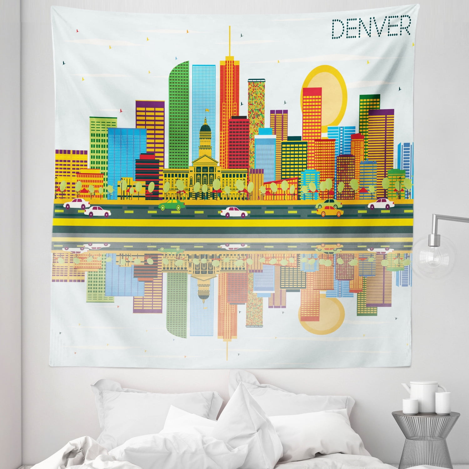 Colorado Tapestry, Denver Skyline Big Old Town Mile High City USA