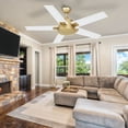 thumbnail image 2 of Dextrus 52in Modern Ceiling Fan with Wall Switch Remote, Quiet Reversible Motor, White Gold Ceiling Fan No Lights, 6-Speed 5 Blades Memory Function for Bedroom Living Room Patio Porch Gazebo, 2 of 10