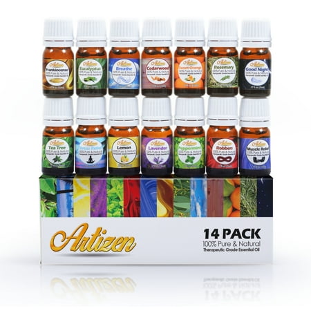- Artizen Aromatherapy Top 14 Essential Oil Set (100% PURE & NATURAL) Therapeutic Grade Essential Oils - All of Our Most Popular Scents and Best Essential Oil Blends