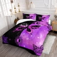 thumbnail image 2 of Girls Comforter Set Black Purple Butterfly Full Size with 1 Comforter and 2 Pillowcases for Girls Bedroom All Season, 2 of 6