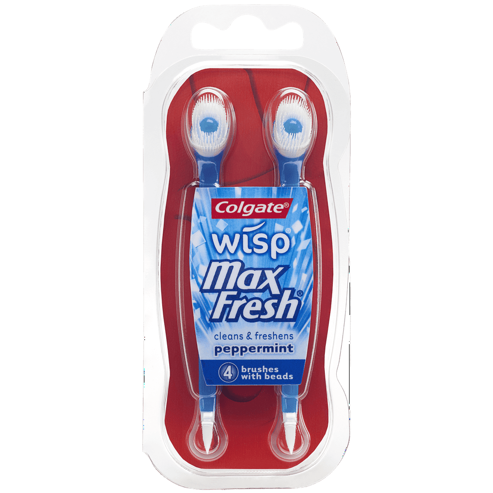 Colgate Maxfresh Wisp Disposable Mini Toothbrush Peppermint 4 Count