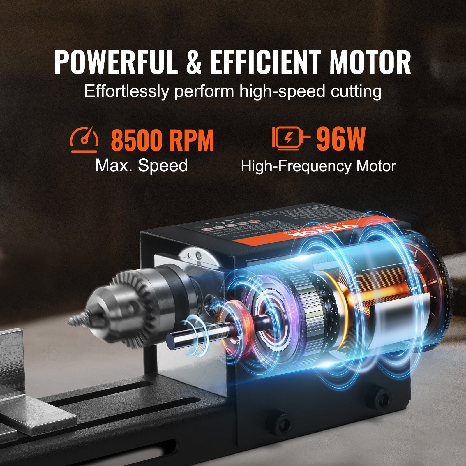 SKYSHALO Mini Lathe Machine 24V 96W Mini Wood Lathe Tools 2.76 in x 6.3 in 7 Speeds