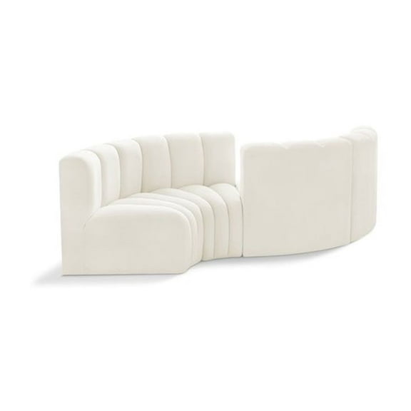 Meridian Furniture Arc Cream Velvet Modular Sectional