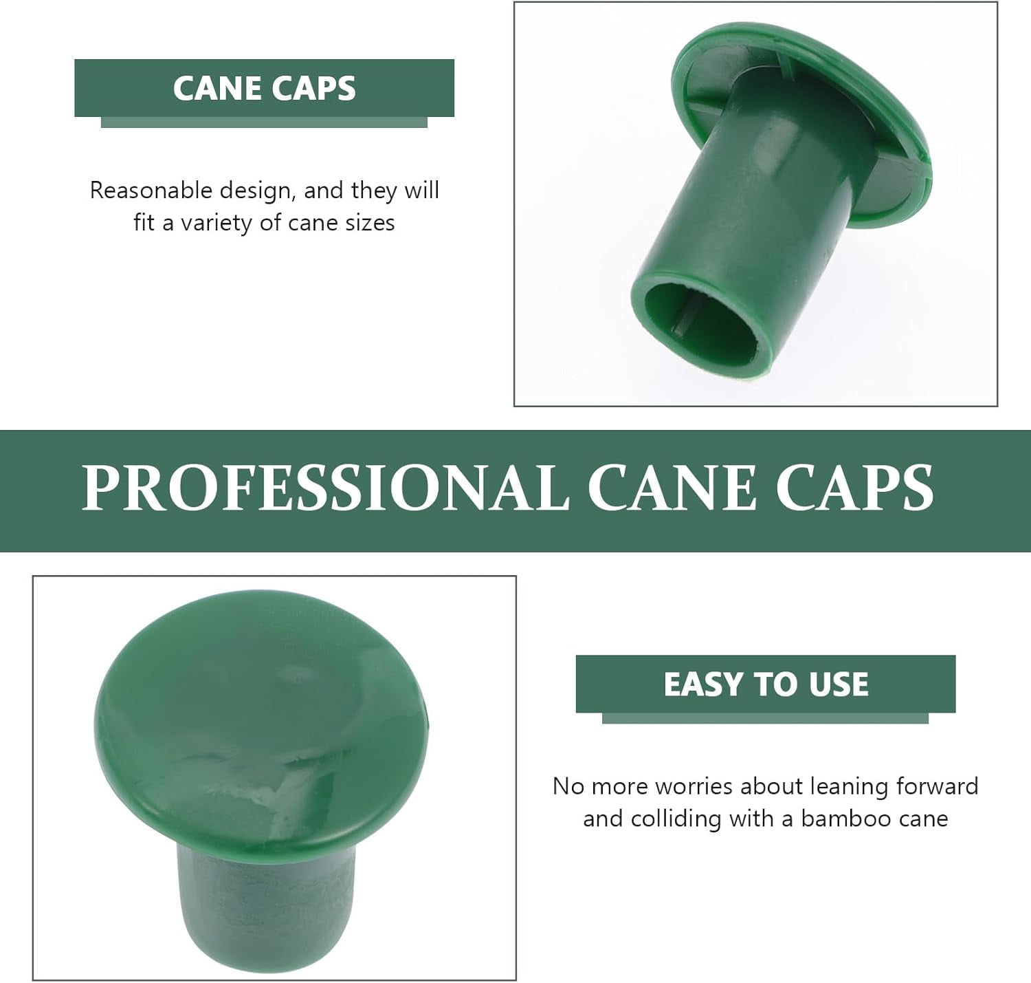 ABCISI 36Pcs Garden Safety Cane Caps Plastic Mushroom Rebar Safety Caps Tube Screw on Rebar Stakes for Garden Canes Green