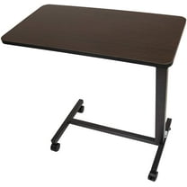 Carex Overbed Table with Adjustable Tray for Laptop, Portable with Wheels, For Home Use, Brown