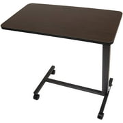 Compass Health Overbed Table For Home Use and Hospital, Tray for Laptop, Adjustable, Brown