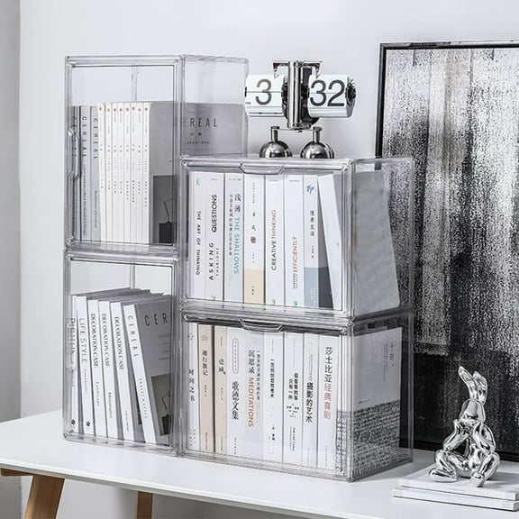 FRCOLOR Textbook Organizing Box Stackable Storage Case Portable Storage Box with Lid