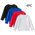 thumbnail image 2 of ShomPort 4PC Casual T-Shirts for Boys Girls Long Sleeve Round Collared Solid Color Cotton Tops Lightweight Soft Cozy Tees Blouses, 2 of 8