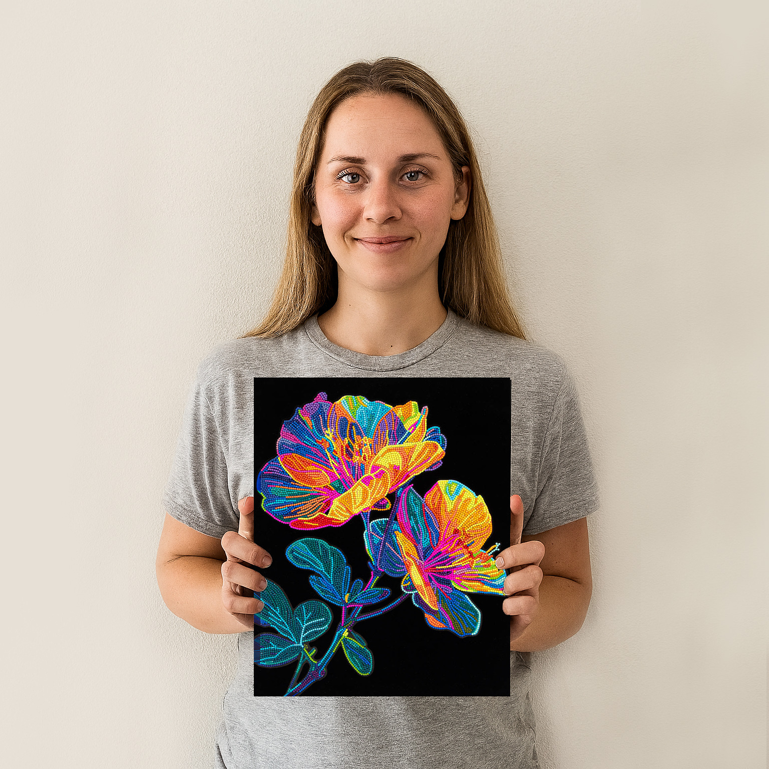 Diamond Dotz Neon Flock Floral Diamond Painting Kits for Adults - Colorful Diamond Art Kits a Relaxing Creative Craft Kit with Dotz Gems 18x14