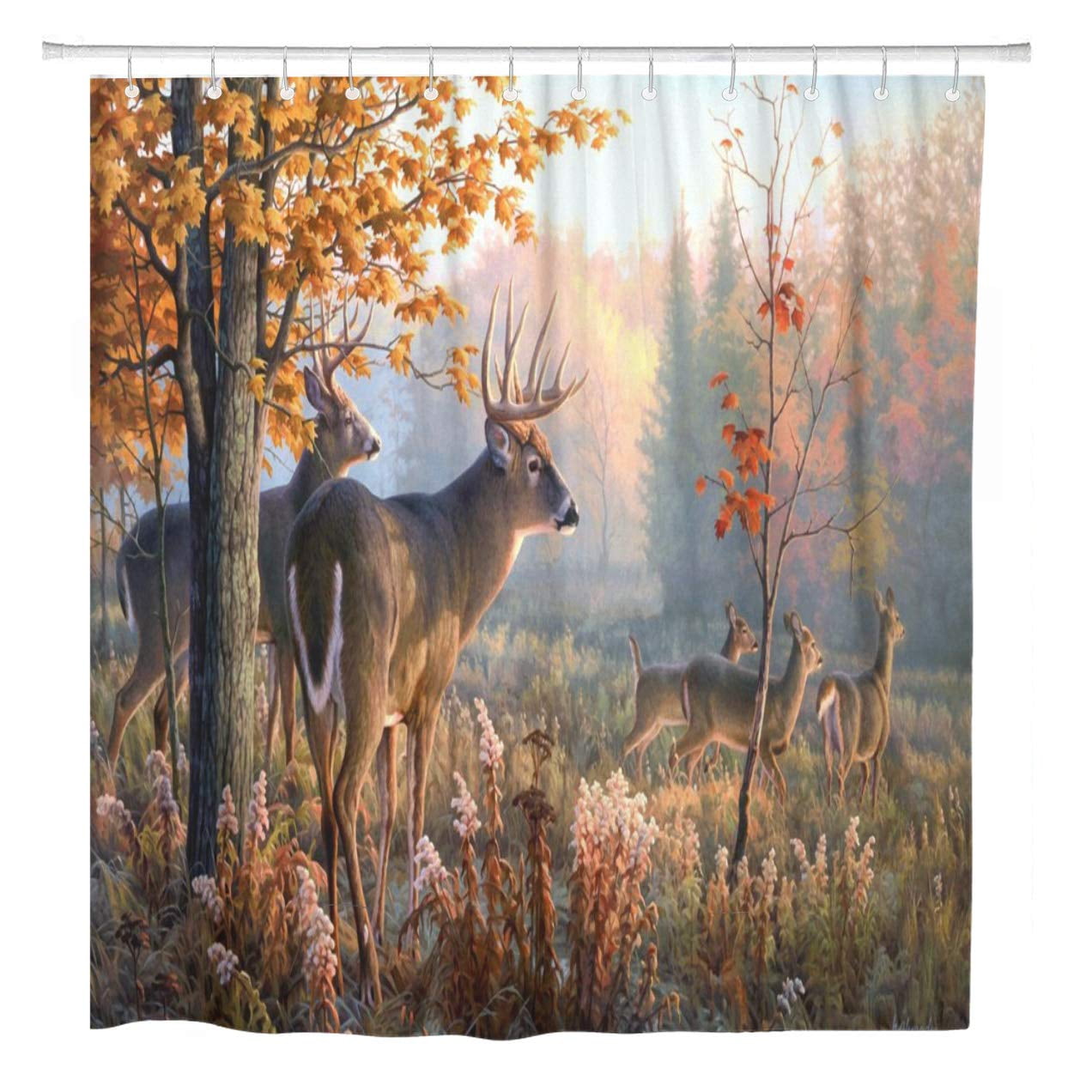 CYNLON Autumn Nature Wildlife Deers Hunting Season Bathroom Decor Bath
