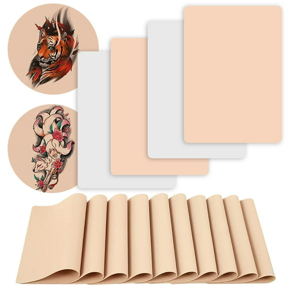 Innens Blank Tattoo Skin Practice Soft Silicone Double Sides Fake Tattooing Skins for Beginners and Experienced Artists 7.6" x 5.67" (White, 1Pc)