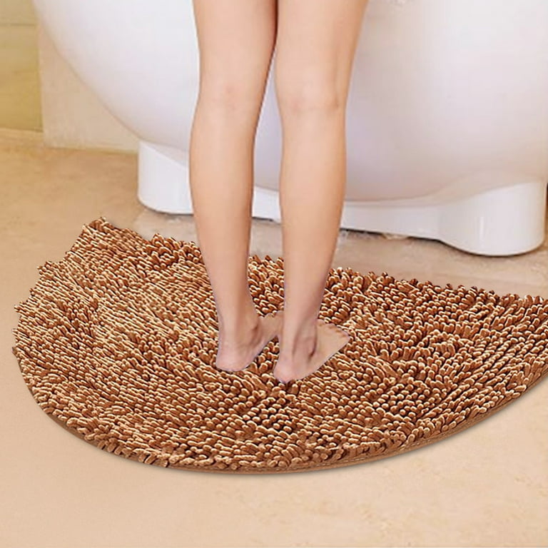 MPWEGNP Half Round Bathroom Rug Won't Slip Bathroom Mat Soft and Comfortable Furry Durable Thickened Bathroom Rug Machine Washable Reusable Big Knit