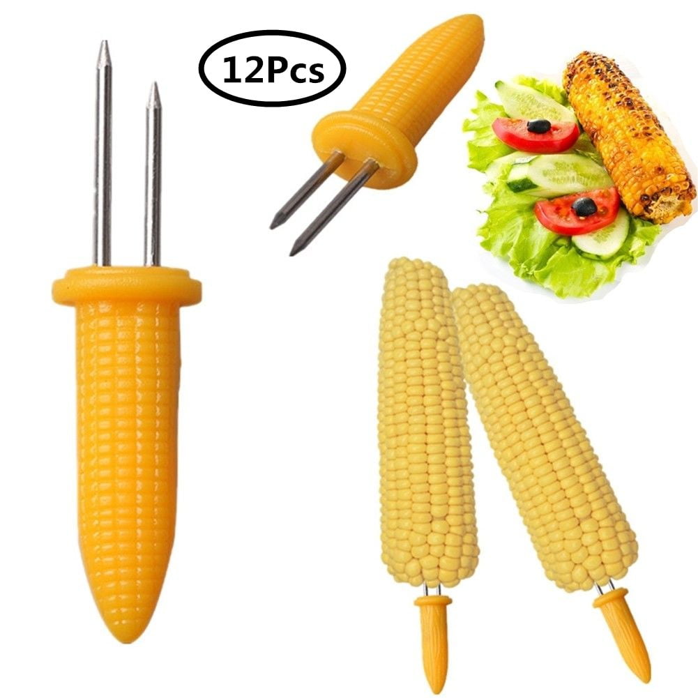 BBQ Grill Basket Corn on Cob Barbeque Cage Rack Sweetcorn Skewer Prongs Forks 