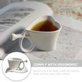 thumbnail image 4 of EeaseMX 1 juego de taza de café en forma de corazón, taza de cerámica, taza de café, platillo, taza para beber agua, 4 of 7