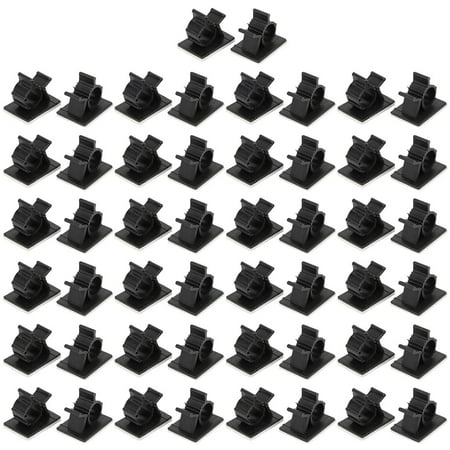 Cable Management Clips, Cable Clip, 50pcs Cable Management Clips Adjustable Adhesive Nylon Wire Cord Clamp Organizer Black