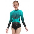 thumbnail image 3 of TSSOE Kids Girls Rhinestone Long Sleeve Gymnastics Unitard Figure Skating Bodysuit with Shorts Hairband Set Activewear Light Blue 10, 3 of 5