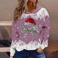 thumbnail image 2 of Womens Christmas Hoodless Casual Long Sleeve Christmas Print Soft Athletic Womens Work Clothing,Pink,S, 2 of 5