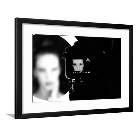 Portrait of a Beautiful Girl through Lens Framed Print Wall Art By Alex