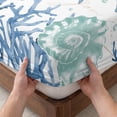 thumbnail image 3 of Queen Size Fitted Sheet Set - Blue Teal Coastal 3 Piece Bedding Sets 16" Deep Pocket Fitted Sheet with 2 Pillowcases, Summer Beach Nautical Coral Starfish Brushed Microfiber Hotel Luxury Bed Sheets, 3 of 9