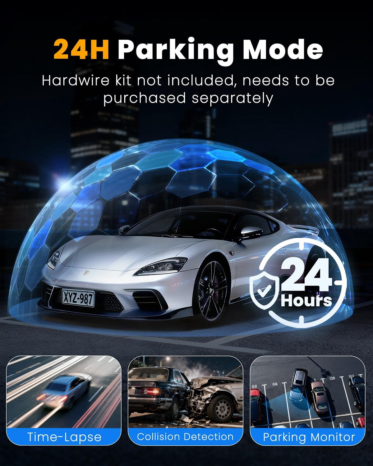 4 Channel 360° Dash Cam Front Rear Inside Left Right, 4K+1080P×3 FHD Car Camera with 8 IR Night Vision, 5GHz WiFi & App Control, 24H Parking Mode, G-Sensor, Loop Recording, 32GB SD Card Included