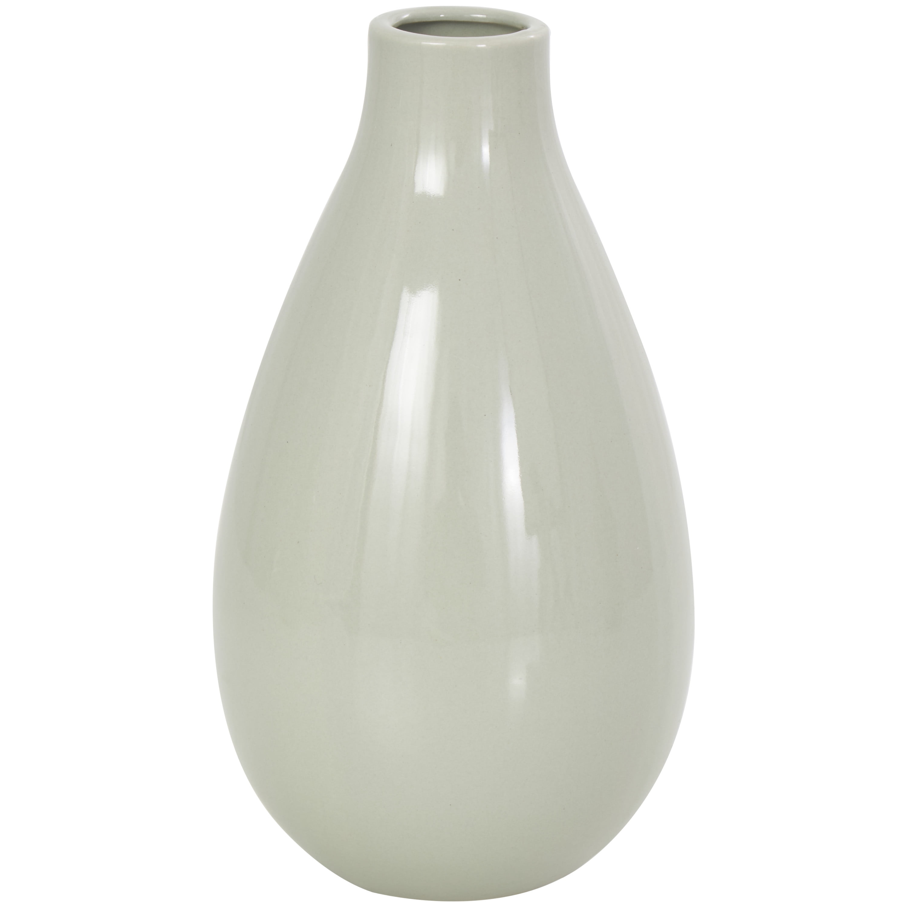 DecMode 5"W, 8"H Minimalistic Rounded Green Ceramic Vase with Varying Shapes, Set of 3