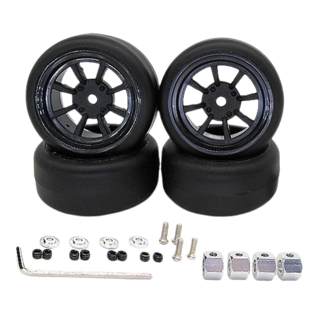 4 neumáticos con adaptador para WPL D12 1/10 RC Car 1:10 RC Truck Accesorios Actualización Neumático de ocho mordazas