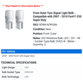 thumbnail image 2 of Front Outer Turn Signal Light Bulb - Compatible with 2007 - 2010 Ford F-250 Super Duty 2008 2009, 2 of 2