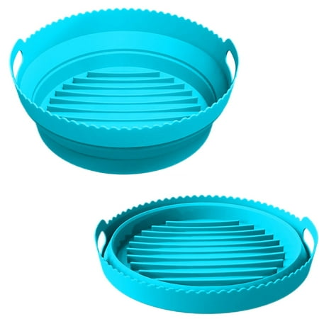 

Foldable Fried Chicn Bast Mat Round Shaped Silicone Air Fryers Oven Baking Tray with Handle Kitchen Accessories