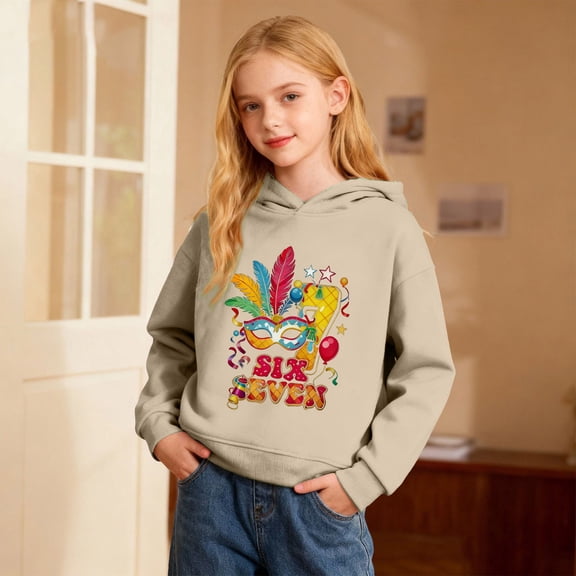JIAYUE Carnival 67 Six Seven Hoodie Sweatshirt For Boys Girls Cartoon Letter Printed Long Sleeve Relaxed Fit For Kids Festival Celebration Pullover