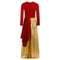 thumbnail image 3 of LiiYii Kids Girls Liturgical Praise Dance Bodysuit Metallic Color Block Patchwork Long Sleeve Dancewear Red 14, 3 of 6