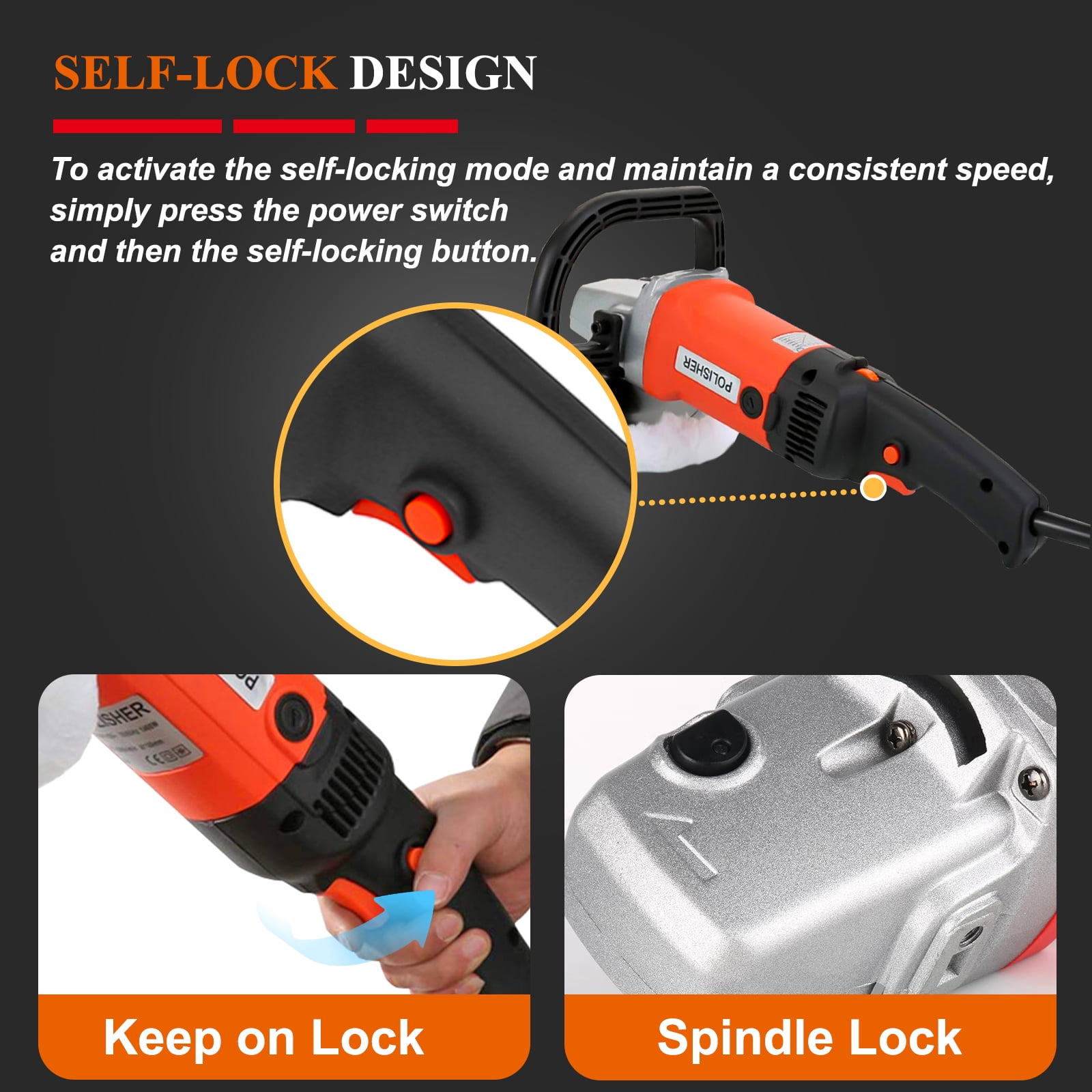 iMeshbean 8-Speed Variable Speed Polisher Rotary Orbital Soft Start Constant Power and Speed for Car Polishing Buffing Waxing Sanding Sealing Glaze 5&6&7-Inch 1400W 12.7Amp
