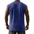 thumbnail image 4 of Tank Tops for Men, Oversized Workout Tank, Vintage Washed Sleeveless Gym Shirt, Athletic Crew Neck Training Vest Navy XL, 4 of 5