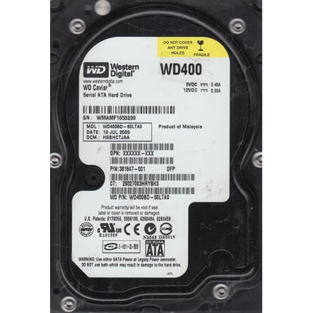 WD400BD-60LTA0, DCM HSBHCTJAA, Western Digital 40GB SATA 3.5 Hard Drive