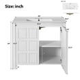 thumbnail image 3 of viswild 36" Bathroom Vanity with Ceramic Sink Vintage Espresso Durable Solid Wood Storage Cabinet Soft Close Doors Distressed Finish, Antique White, 3 of 9