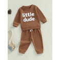 thumbnail image 4 of Suealasg Toddler Boys Girl 2Pcs Fall Outfits  6M 1T 2T 3T Long Sleeve Crew Neck Letter Print Sweatshirt Sweatpants Infant Baby Autumn Clothes, 4 of 7