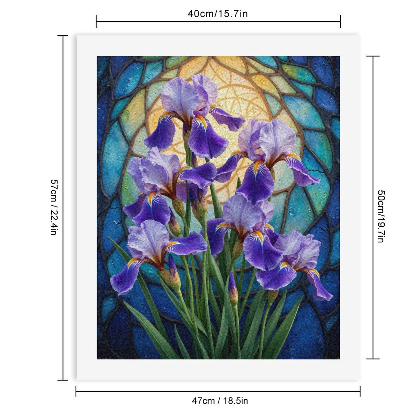 Paint by Numbers Kit for Adults, Irises Stained Glass Background Paint by Numbers, Easy Paint by Numbers Kit for Adults Beginner, DIY Adult Paint by Number Kits on Canvas, Home Decor