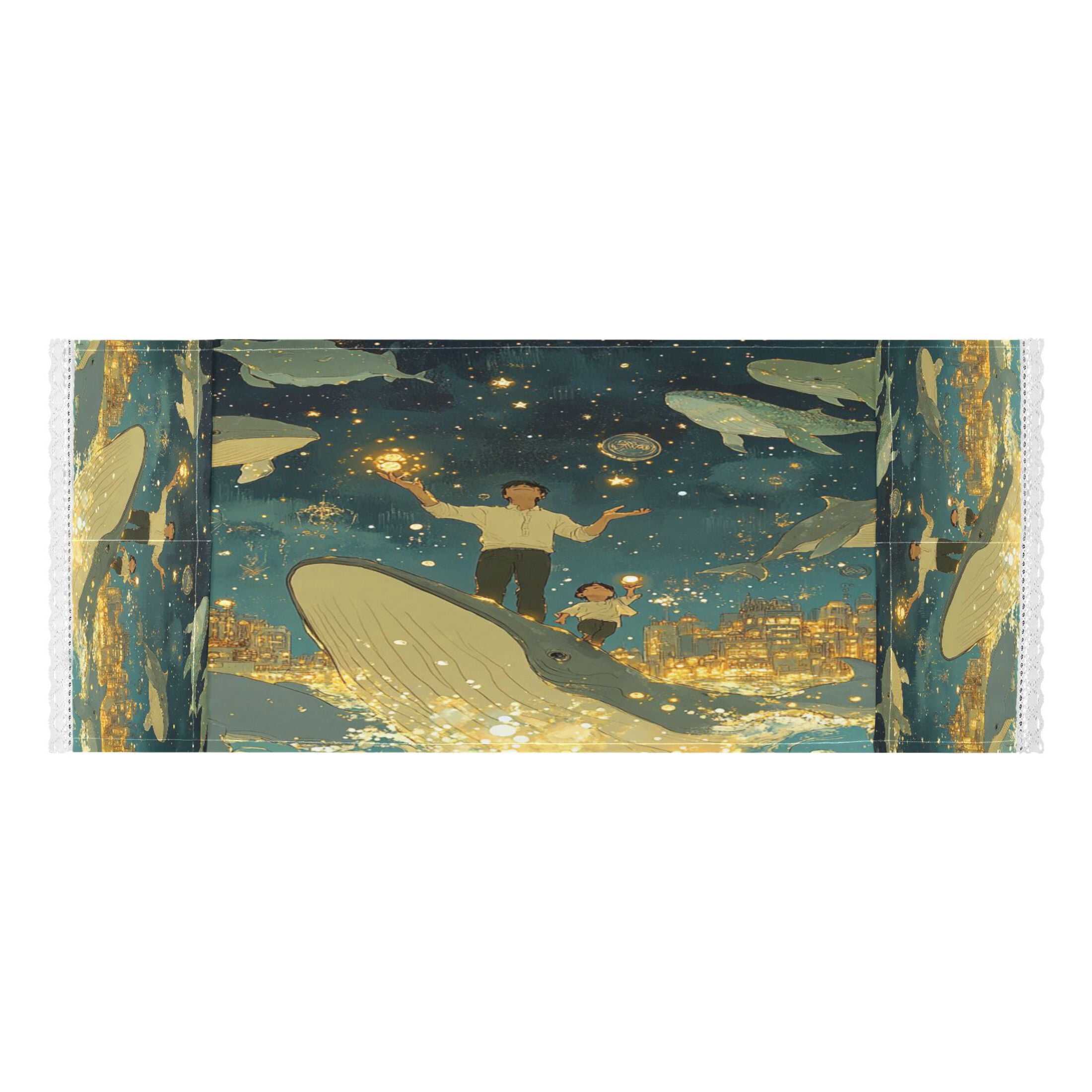 A Sea Full Of Golden StarsWasher and Dryer Covers Dust-Proof and Oil Resistant Fridge Cover with 4 Storage Pockets Washing Machine Top Cover for Laundry Kitchen Home 51.2 x 22 In