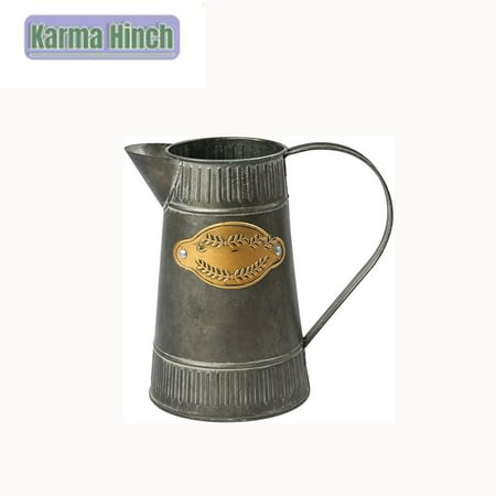

Chic Watering Can Galvanized Finish Metal Vase Country Rustic Pitcher Primitive Jug Decorative Flower Holder