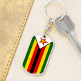 thumbnail image 6 of Zimbabwe Flag Swivel Keychain Dog Tag Stainless Steel or 18k Gold, 6 of 10
