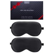 Silk Sleep Mask, 2 Pack 100% Real Natural Pure Silk Eye Mask with Adjustable Eye