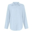 thumbnail image 4 of Jzuxvd Womens Button Down Shirts Gauze Cotton Dress Shirt Long Sleeve Oversized Solid Tunic Tops with Pockets Sky Blue XXL, 4 of 6